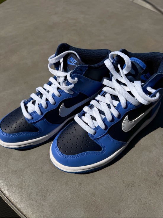 Nike Other - Nike Dunks Kids Medium Blue & White High Top Sneakers